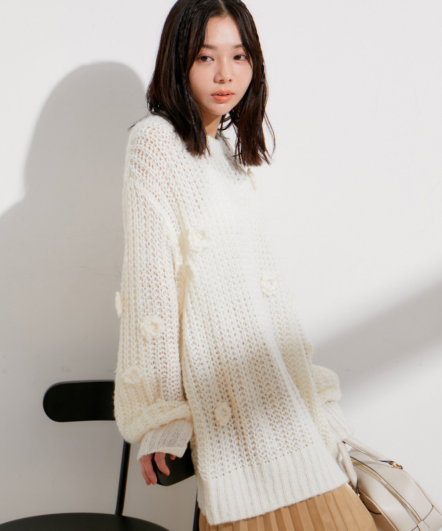 VIS「お花ぽんぽんシアーニット」|ニット・セーター|