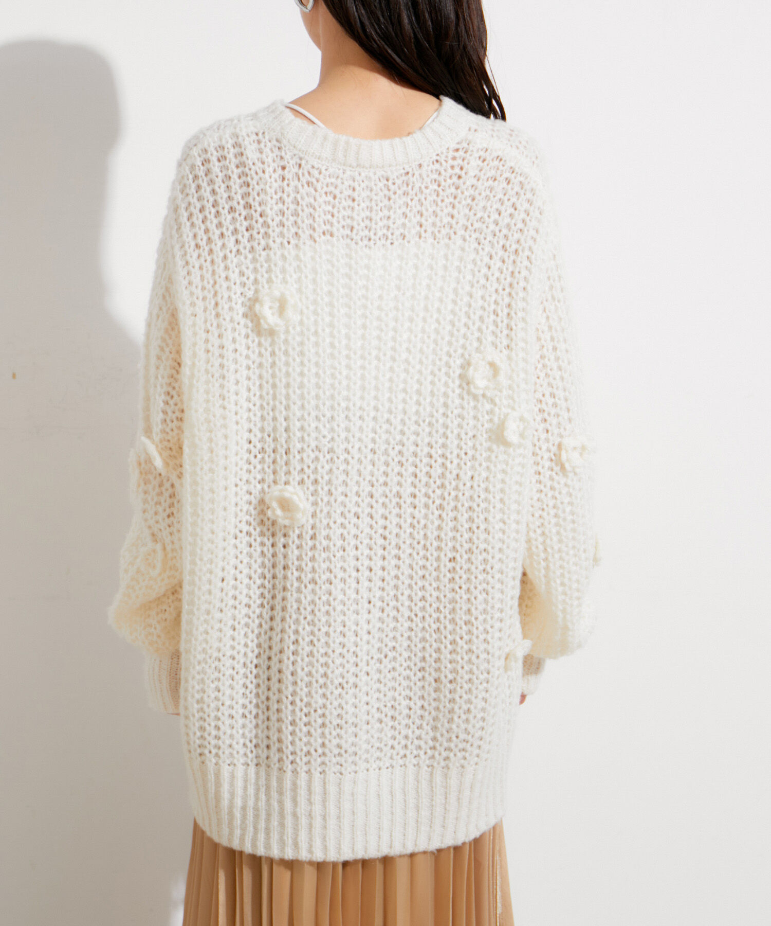 VIS「お花ぽんぽんシアーニット」|ニット・セーター|