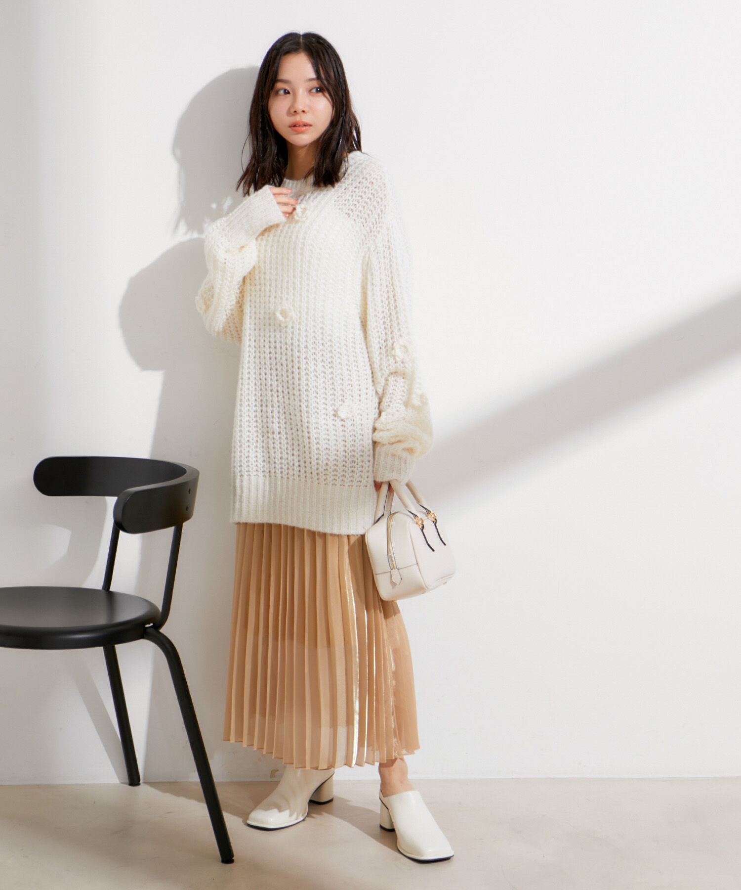 VIS「お花ぽんぽんシアーニット」|ニット・セーター|