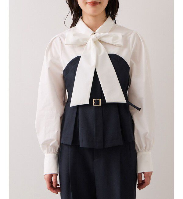 VIS「美easyコンフォートボウタイドッキングシャツ/イージーケア・2WAY」|シャツ・ブラウス|