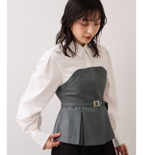 VIS「美easyコンフォートボウタイドッキングシャツ/イージーケア・2WAY」|シャツ・ブラウス|