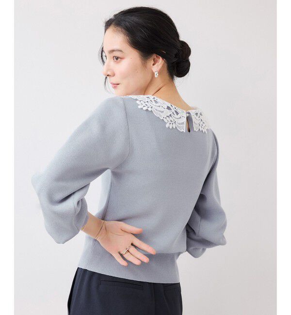 VIS「レースカラーニットプルオーバー/イージーケア」|ニット・セーター|