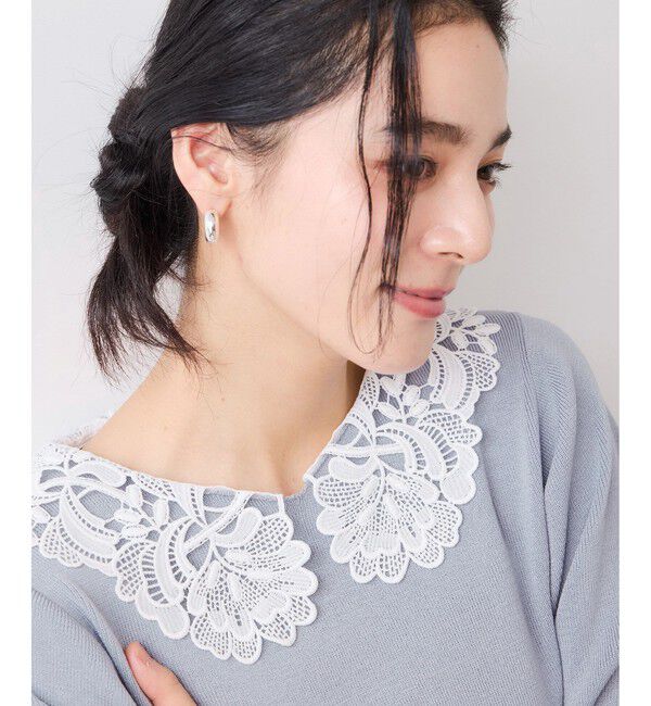 VIS「レースカラーニットプルオーバー/イージーケア」|ニット・セーター|