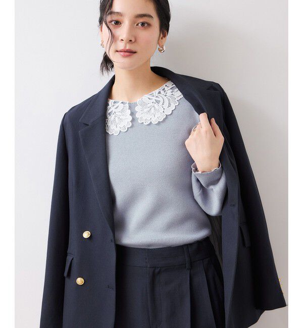 VIS「レースカラーニットプルオーバー/イージーケア」|ニット・セーター|