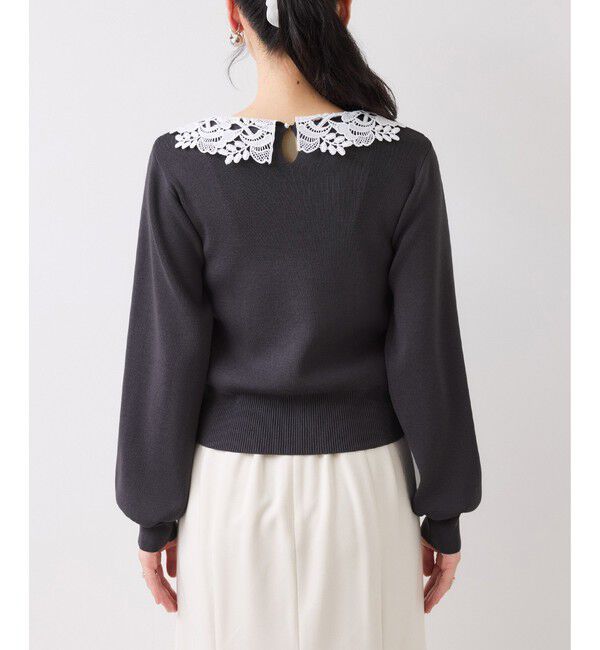 VIS「レースカラーニットプルオーバー/イージーケア」|ニット・セーター|