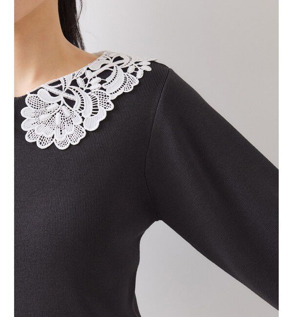 VIS「レースカラーニットプルオーバー/イージーケア」|ニット・セーター|