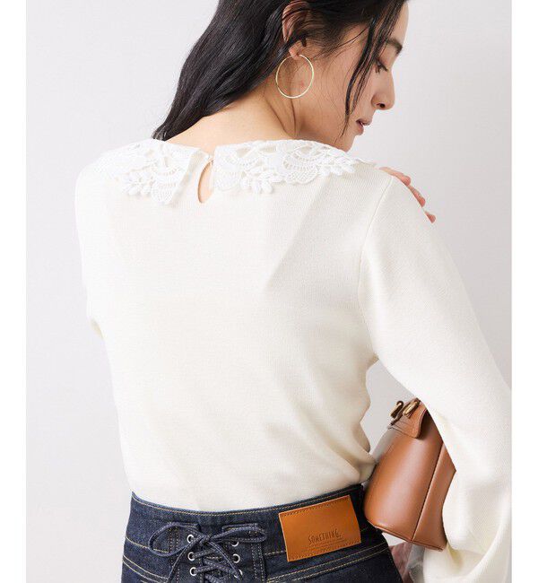 VIS「レースカラーニットプルオーバー/イージーケア」|ニット・セーター|