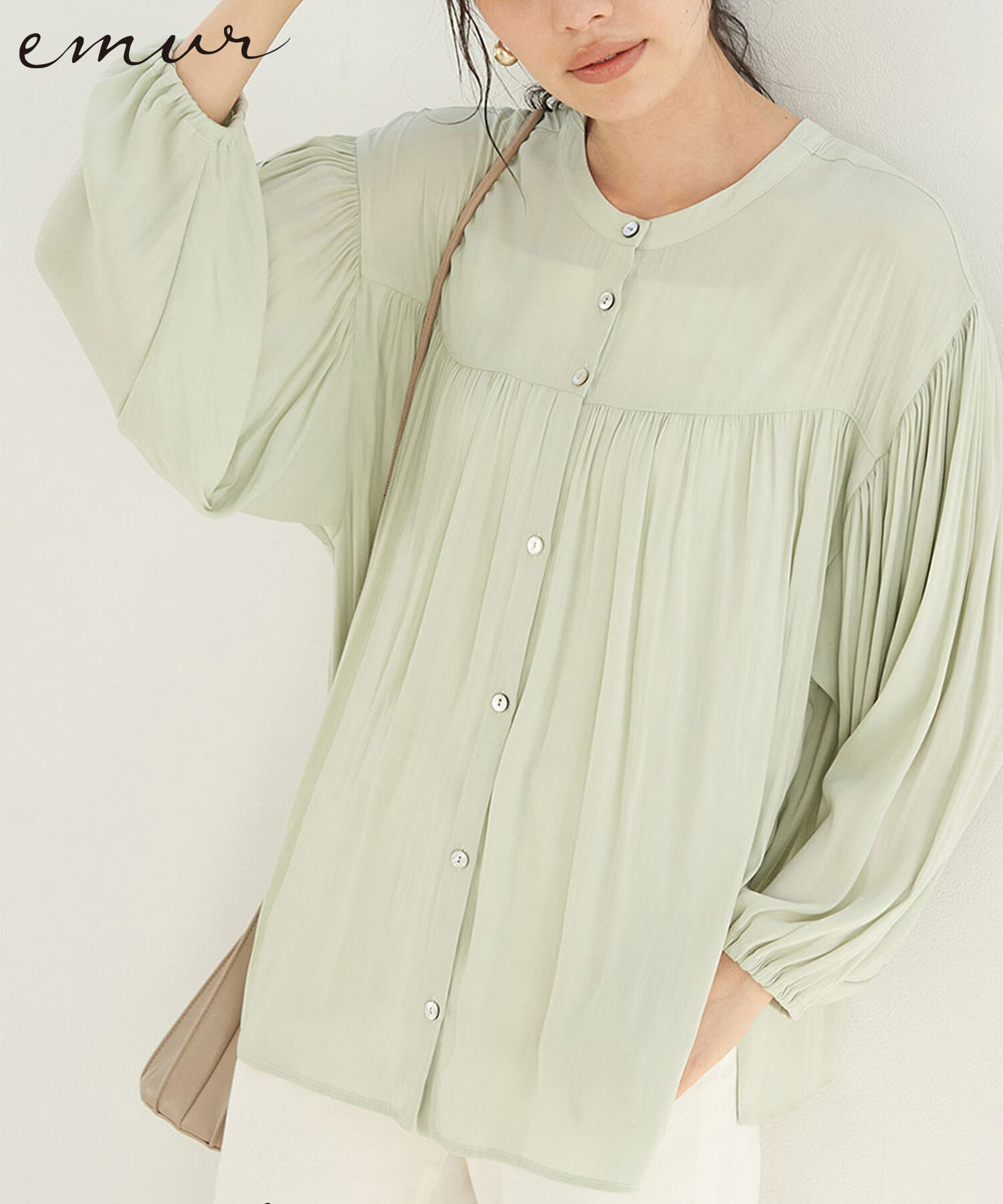 Rope&rsquo;Picnic「【emur】【2WAY】ボリューム袖ブラウス」|シャツ・ブラウス|ライトグリーン(33)