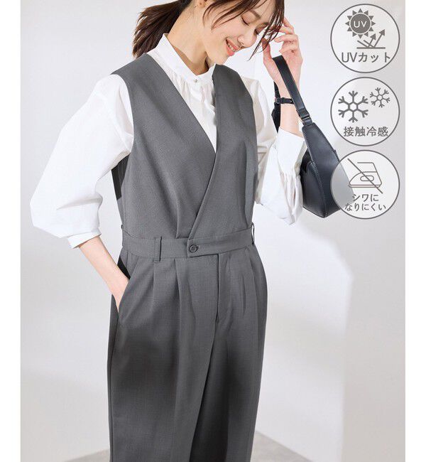 Rope&rsquo;Picnic「【UVカット・接触冷感】イージーケアオールインワン」|オールインワン|チャコール(06)