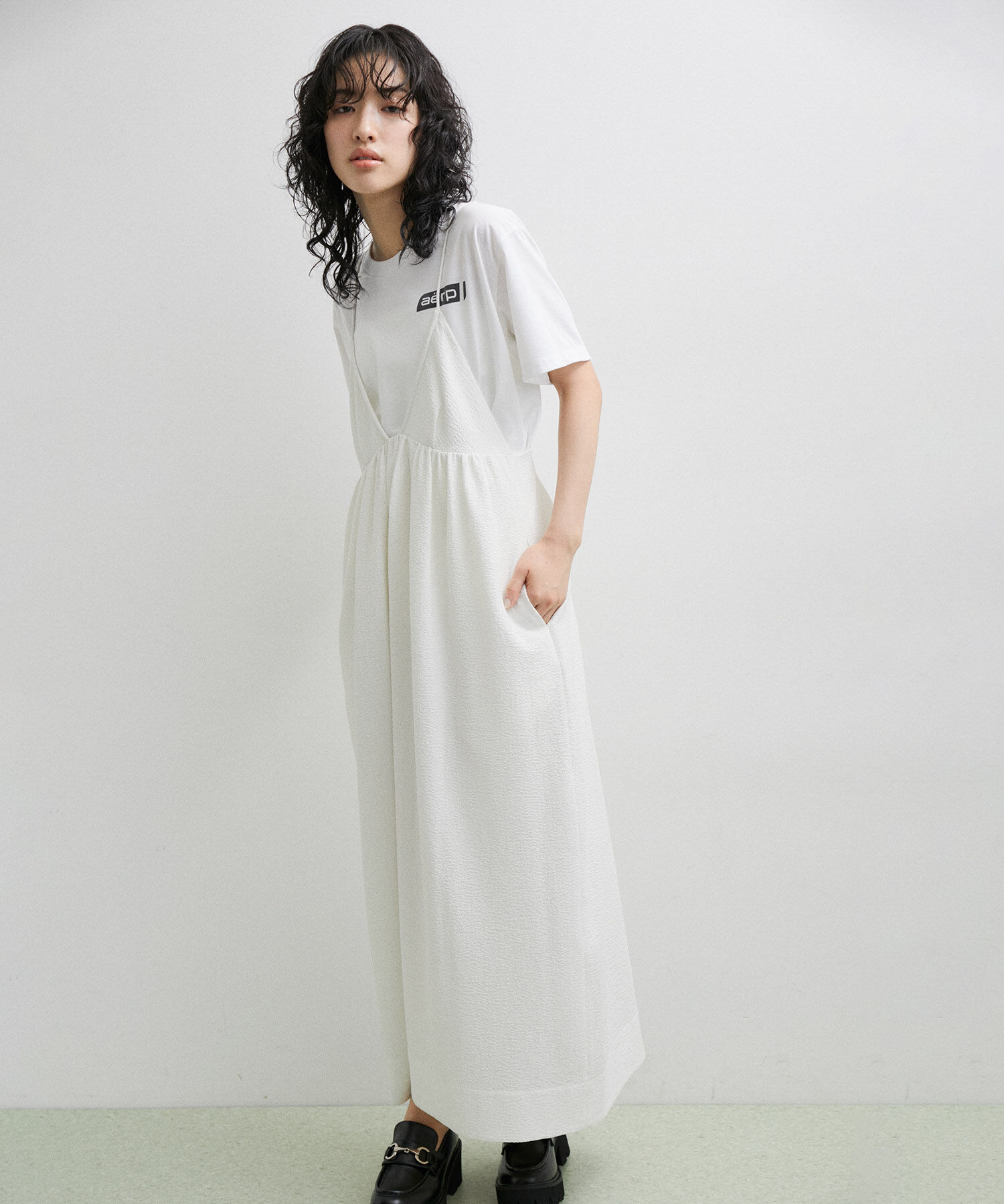 ADAM ET ROPE'「フクレジャカードコクーンワンピース」|ワンピース|