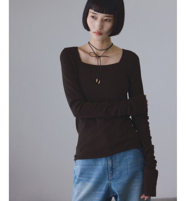 ADAM ET ROPE'「アンチピリングスクエアネックプルオーバー」|ニット・セーター|ブラウン(20)