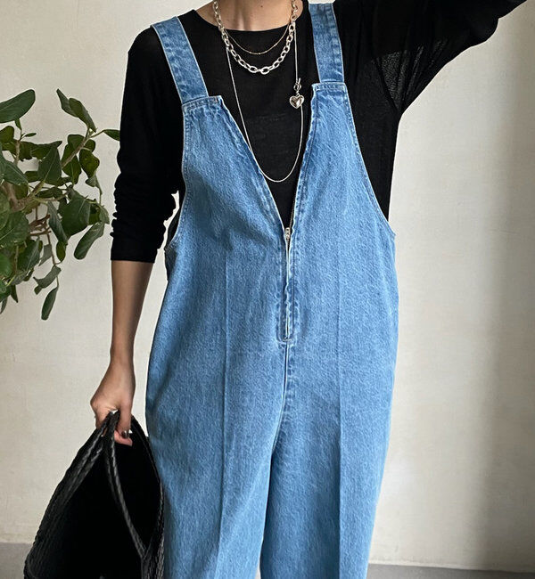  「デニムフロントジップサロペット」|ワンピース|