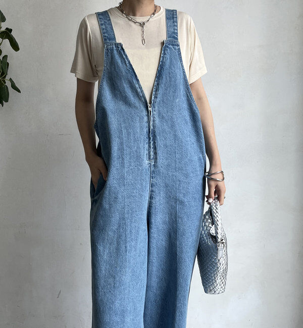  「デニムフロントジップサロペット」|ワンピース|