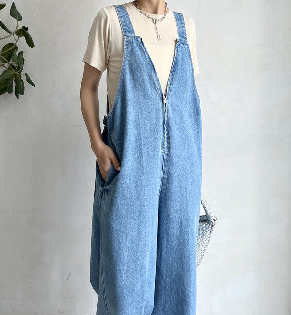  「デニムフロントジップサロペット」|ワンピース|