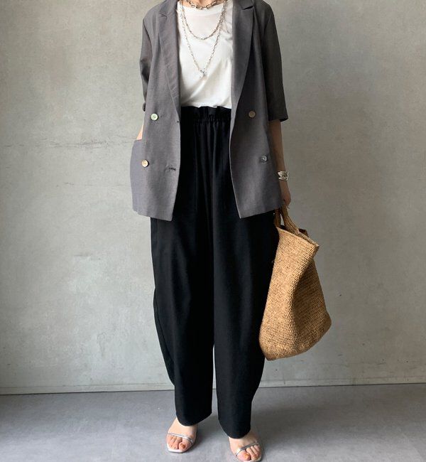  「【WEB限定】 麻調シャイニーイージーパンツ」|チノ|