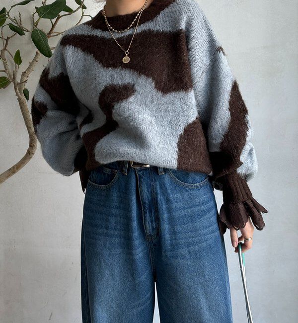  「【WEB限定】ニュアンス柄起毛プルオーバー」|ニット・セーター|