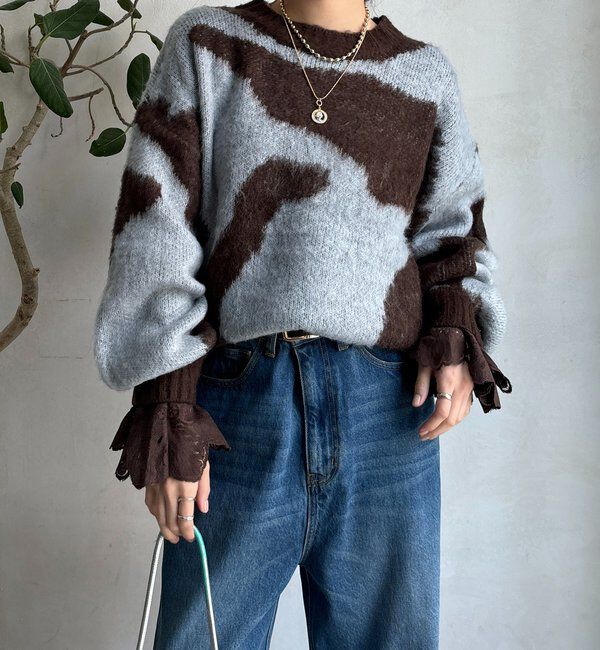  「【WEB限定】ニュアンス柄起毛プルオーバー」|ニット・セーター|