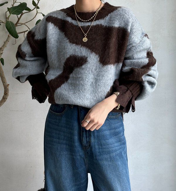  「【WEB限定】ニュアンス柄起毛プルオーバー」|ニット・セーター|