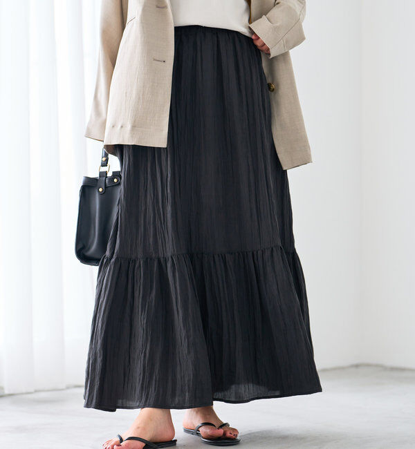  「《ウエストゴムでストレスフリー》ヴィンテージシワ加工スカート」|スカート|