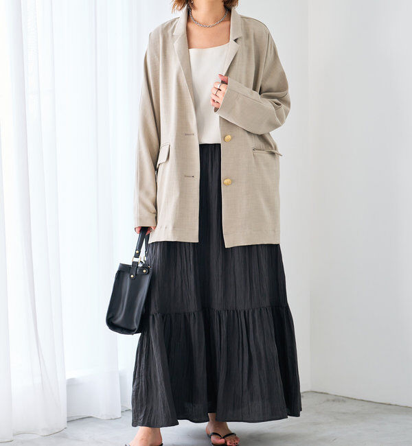  「《ウエストゴムでストレスフリー》ヴィンテージシワ加工スカート」|スカート|