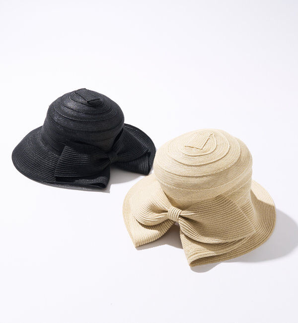  「  《軽量・通気性・吸水速乾性》コンビペーパーブレードバックリボン」|ハット|ブラック