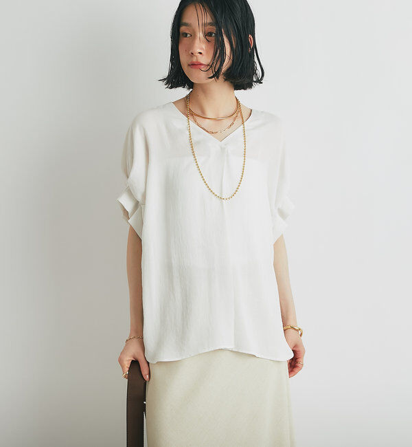  「《１枚で着映え・お手入れ簡単◎》バックデザインワッシャーカルゼブラウス」|シャツ・ブラウス|