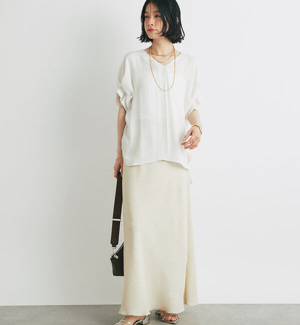  「《１枚で着映え・お手入れ簡単◎》バックデザインワッシャーカルゼブラウス」|シャツ・ブラウス|