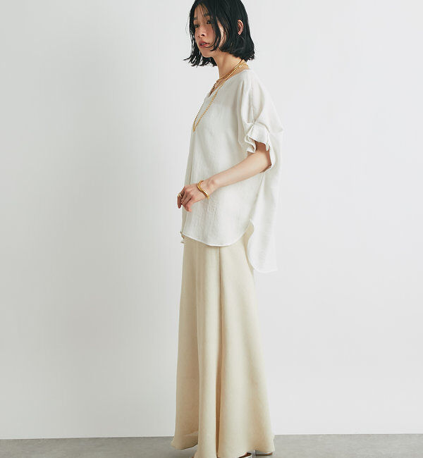  「《１枚で着映え・お手入れ簡単◎》バックデザインワッシャーカルゼブラウス」|シャツ・ブラウス|