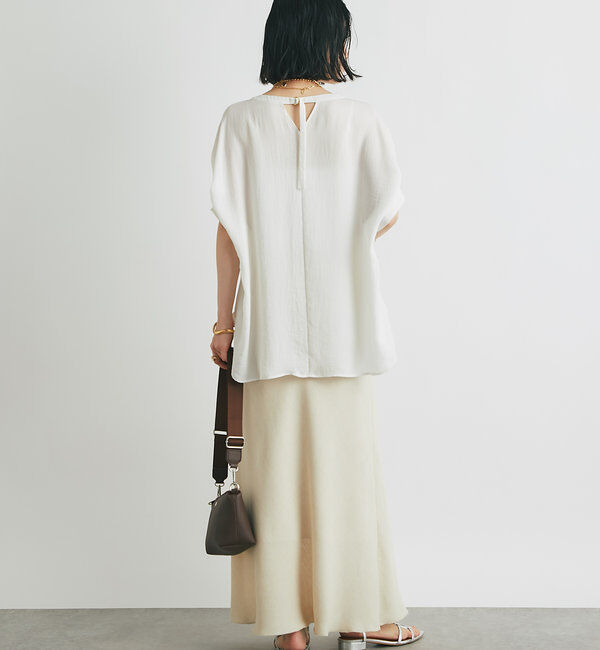  「《１枚で着映え・お手入れ簡単◎》バックデザインワッシャーカルゼブラウス」|シャツ・ブラウス|