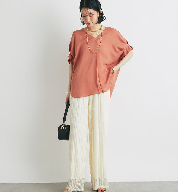  「《１枚で着映え・お手入れ簡単◎》バックデザインワッシャーカルゼブラウス」|シャツ・ブラウス|