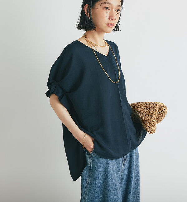  「《１枚で着映え・お手入れ簡単◎》バックデザインワッシャーカルゼブラウス」|シャツ・ブラウス|