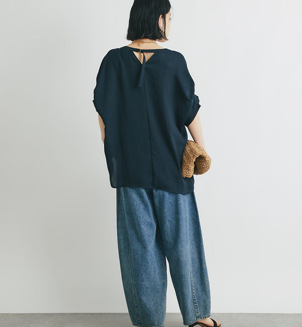  「《１枚で着映え・お手入れ簡単◎》バックデザインワッシャーカルゼブラウス」|シャツ・ブラウス|