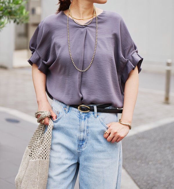  「《１枚で着映え・お手入れ簡単◎》バックデザインワッシャーカルゼブラウス」|シャツ・ブラウス|