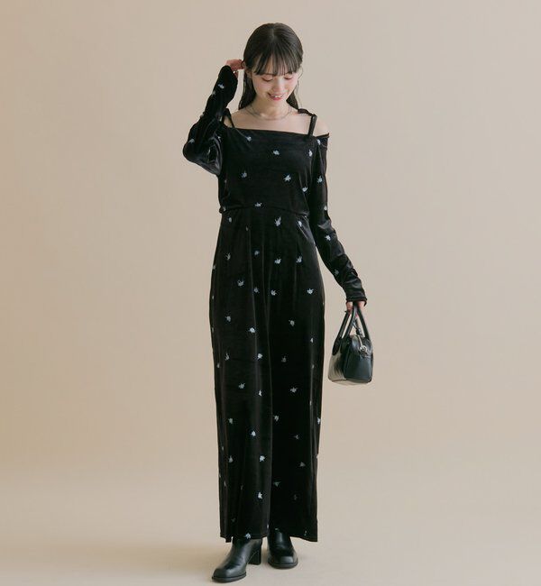  「[森川企画]花柄ベロアワンピース」|ワンピース|