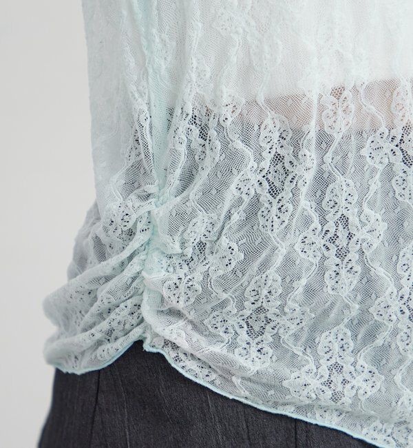  「裾ギャザーレースロングTシャツ」|Tシャツ・カットソー|