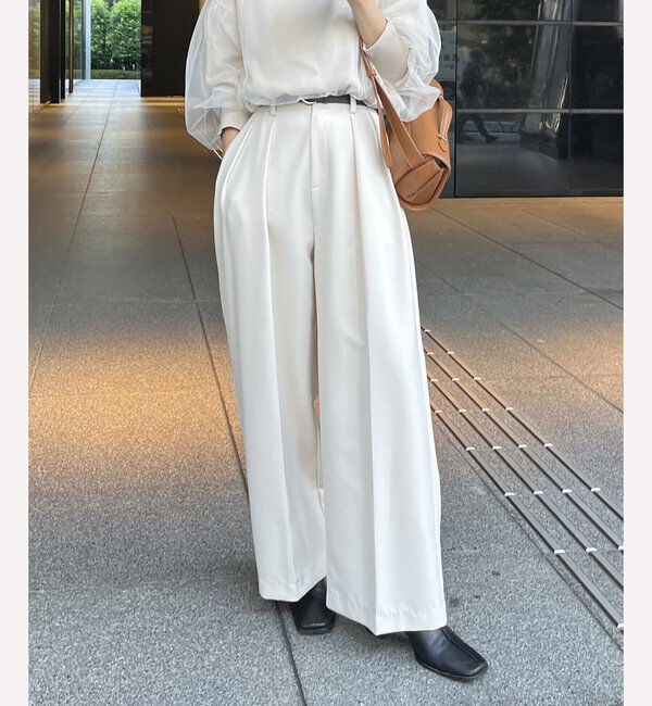  「【累計2万本突破！】【低身長・高身長サイズあり】2タックワイドパンツ」|チノ|