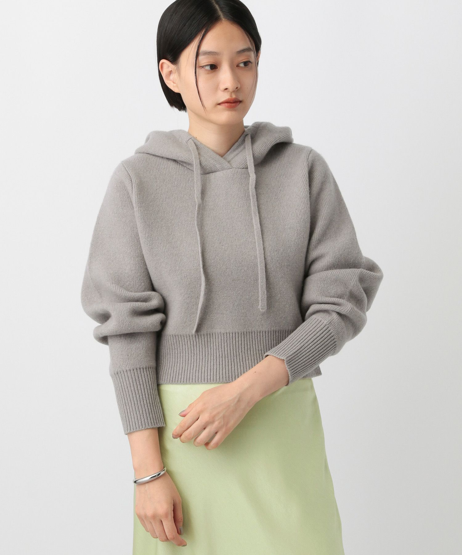 A part by 「コンパクトフードニットプルオーバー」|ニット・セーター|グレー