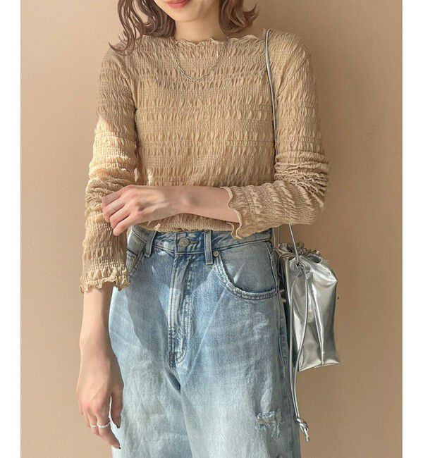 LOWRYS FARM「シャーリングプルオーバーＬＳ」|Tシャツ・カットソー|