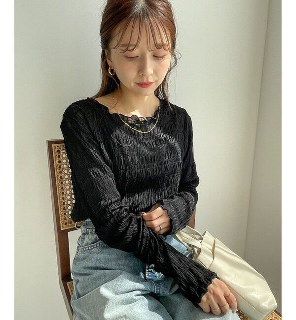 LOWRYS FARM「シャーリングプルオーバーＬＳ」|Tシャツ・カットソー|