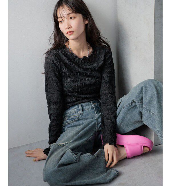 LOWRYS FARM「シャーリングプルオーバーＬＳ」|Tシャツ・カットソー|