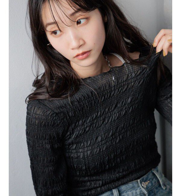 LOWRYS FARM「シャーリングプルオーバーＬＳ」|Tシャツ・カットソー|