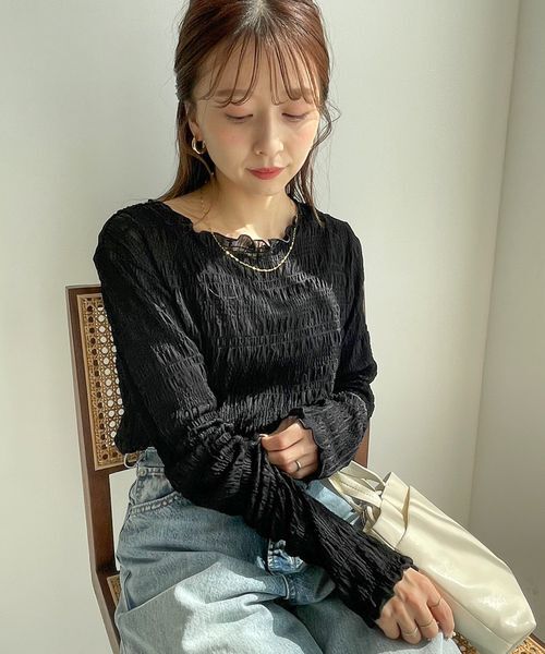 LOWRYS FARM「シャーリングプルオーバーＬＳ」|Tシャツ・カットソー|