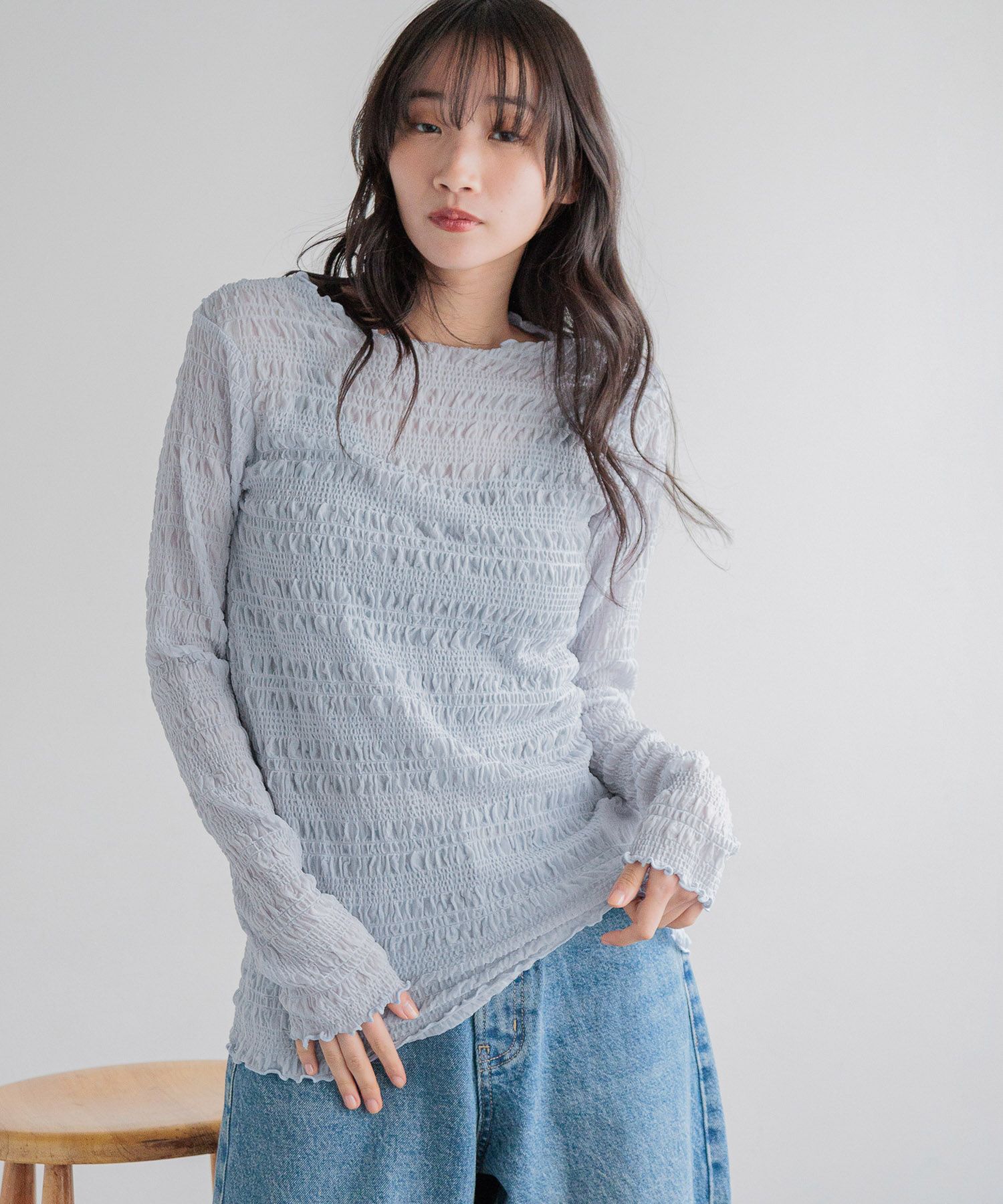 LOWRYS FARM「シャーリングプルオーバーＬＳ」|Tシャツ・カットソー|BLU2