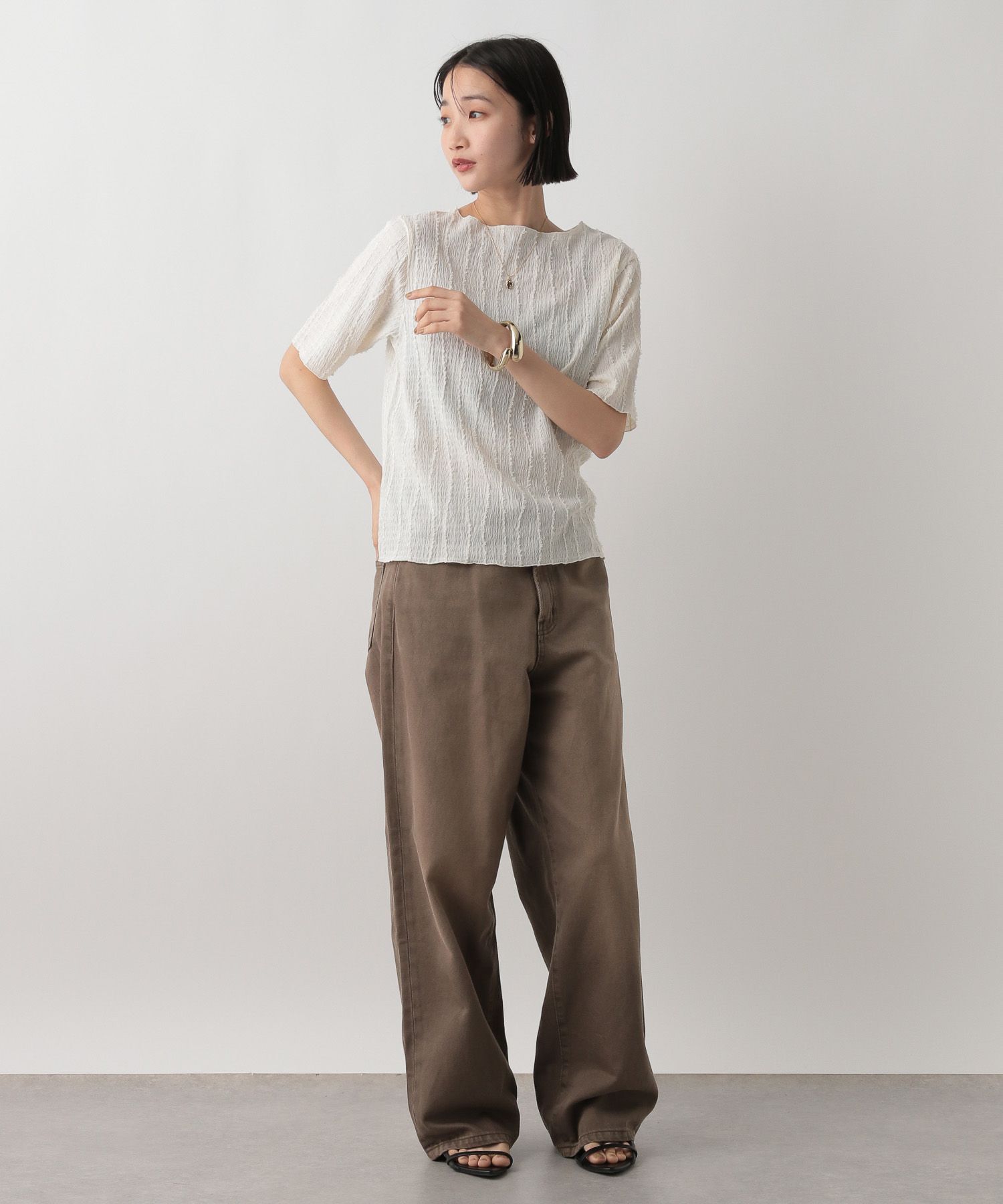 LOWRYS FARM「ジャガードフリンジ５Ｓ」|Tシャツ・カットソー|