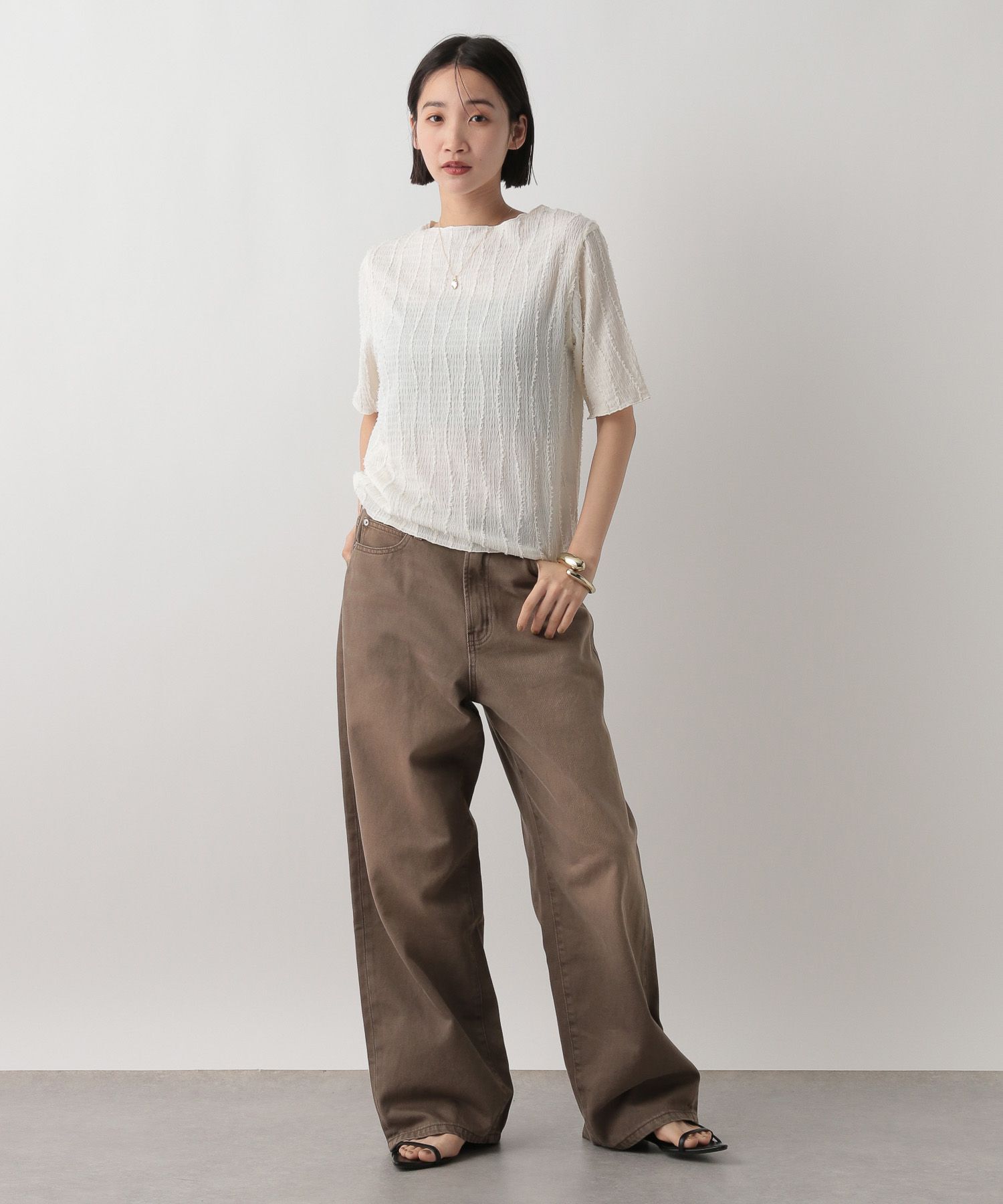 LOWRYS FARM「ジャガードフリンジ５Ｓ」|Tシャツ・カットソー|