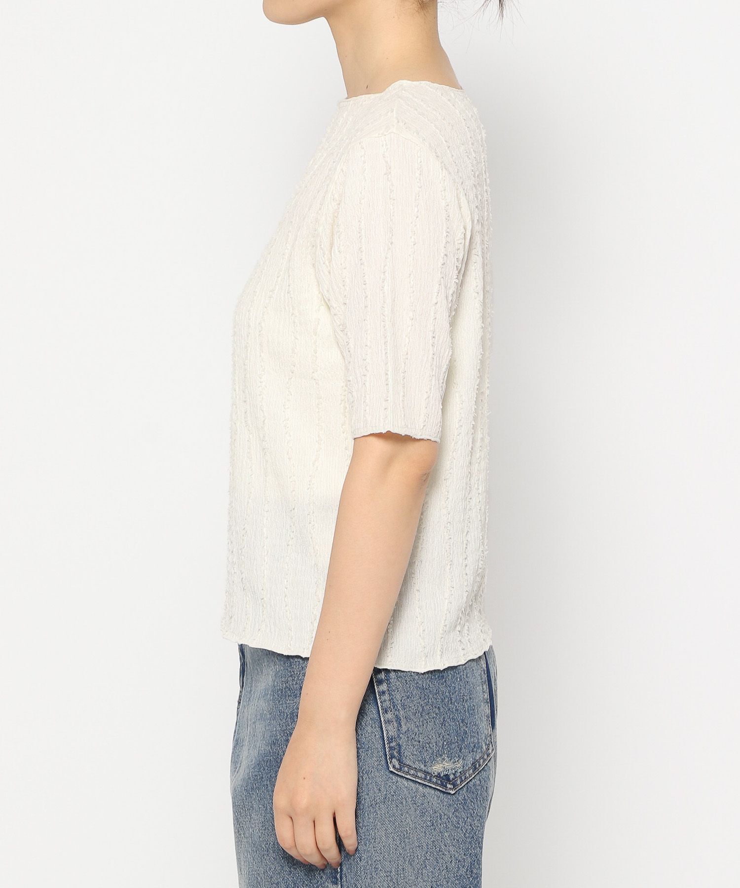 LOWRYS FARM「ジャガードフリンジ５Ｓ」|Tシャツ・カットソー|