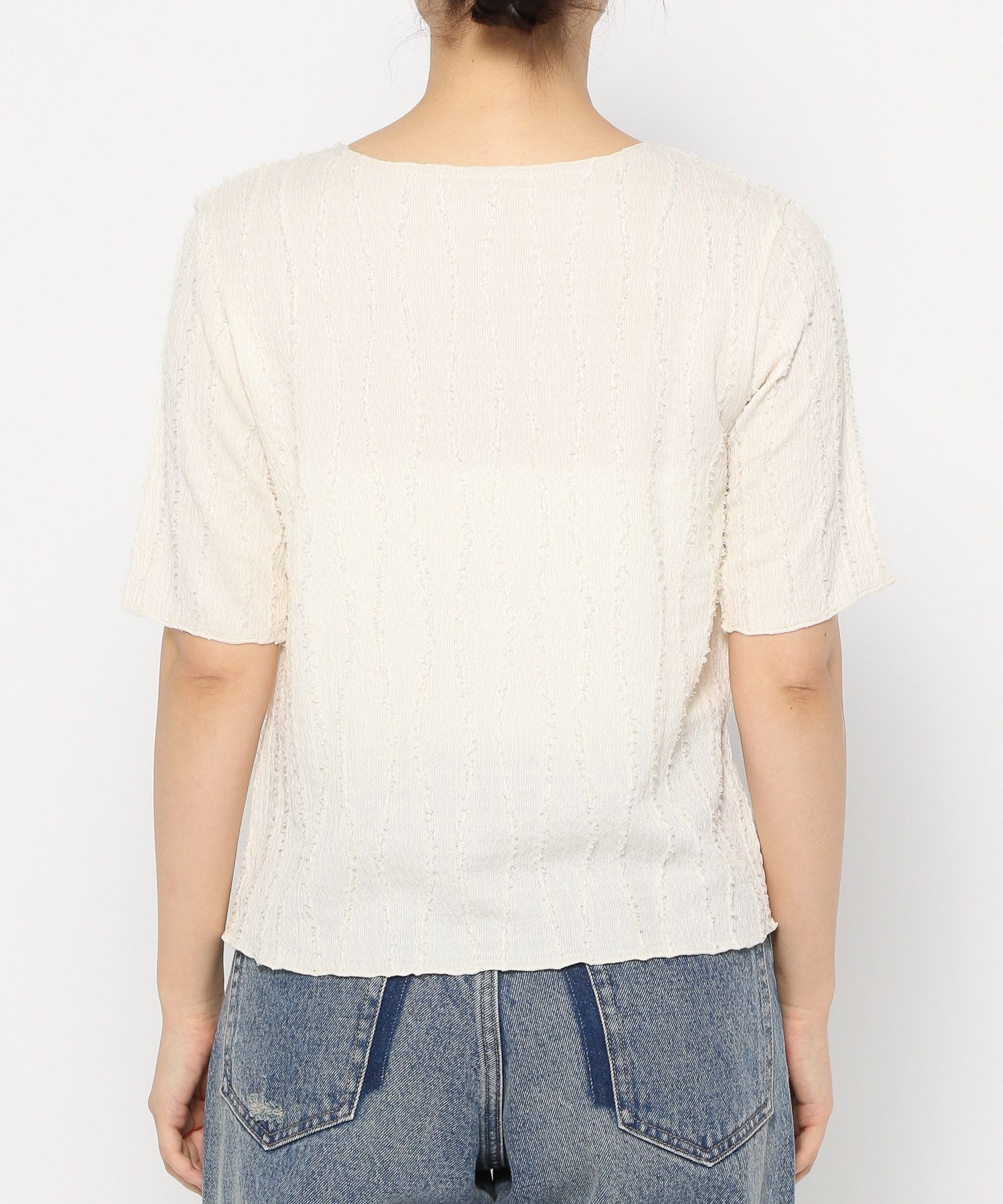 LOWRYS FARM「ジャガードフリンジ５Ｓ」|Tシャツ・カットソー|