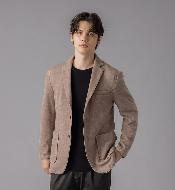 ABAHOUSE「ウールミックス ツイードライク ジャージージャケット」|その他|グレージュ