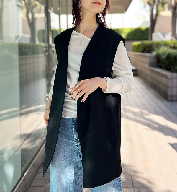 Rouge vif「【セットアップ対応】ノーカラー  ジレジャケット」|ベスト・ジレ|ブラック