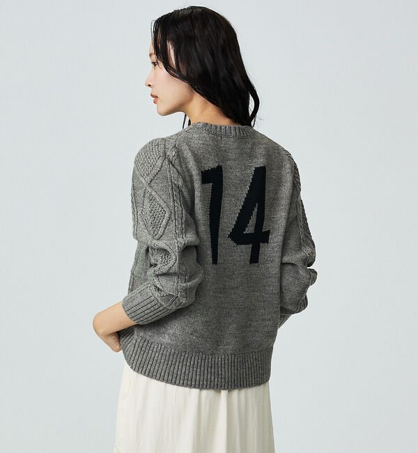 Rouge vif「【Le Melange/ル・メランジュ】ナンバリングケーブルニットプルオーバー」|ニット・セーター|